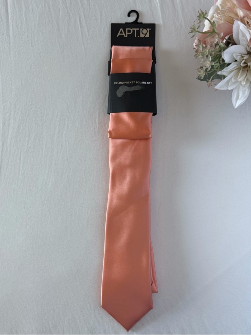 Apt. 9 Peach Satin Tie and Pocket Square Set